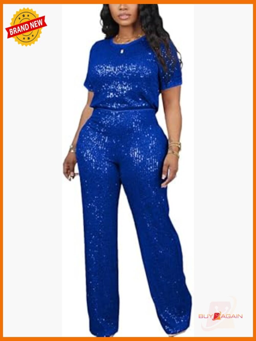 Sequin Two Piece Set Glitter Top Sparkly Pants Suit for Party Disco Outfits